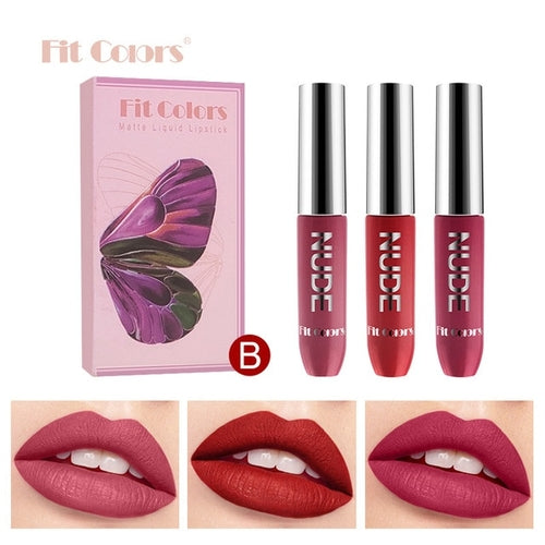 New 3pcs/set Liquid Lipstick Waterproof Long Lasting Cosmetic Black