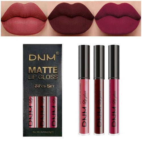 New 3pcs/set Liquid Lipstick Waterproof Long Lasting Cosmetic Black