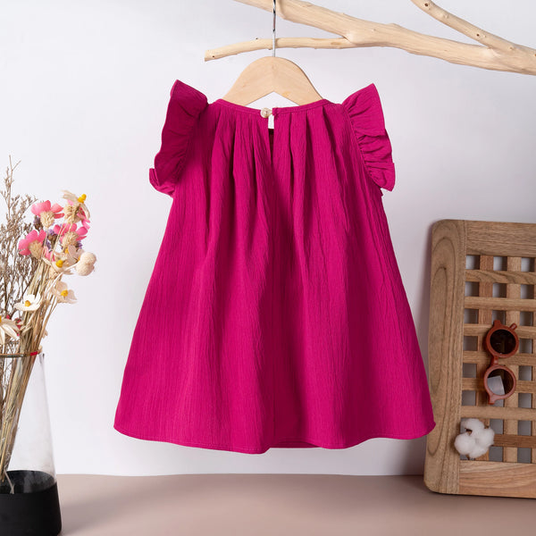 Girl Korean Casual Dresses 0-5Y Summer Infant Girls Solid Dress Cute