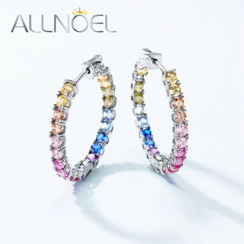 Hoop Earrings For Women Colorful Rainbow Zircon 925 Sterling Silver Luxury Hypoallergenic