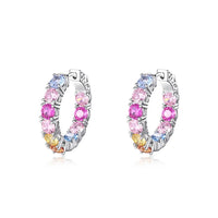 Hoop Earrings For Women Colorful Rainbow Zircon 925 Sterling Silver Luxury Hypoallergenic