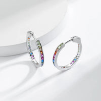 Hoop Earrings For Women Colorful Rainbow Zircon 925 Sterling Silver Luxury Hypoallergenic