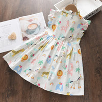 Bear Leader Cartoon Print Baby Girls Princess Dress New Fashion Summer