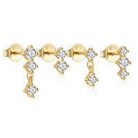 Earring Set 925 Sterling Silver 4PCS Set Zircon Piercing Stud