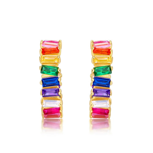 Hoop Earrings For Women Colorful Rainbow Zircon 925 Sterling Silver Luxury Hypoallergenic