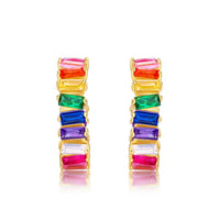 Hoop Earrings For Women Colorful Rainbow Zircon 925 Sterling Silver Luxury Hypoallergenic