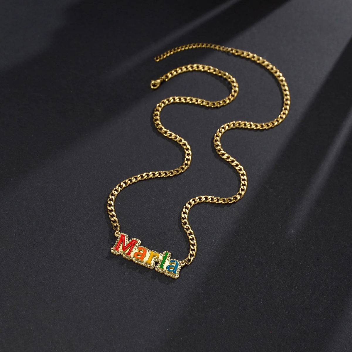 Custom Name Necklaces Personalized Colorful Stainless Steel Rainbow Luxury Fashion Jewelry