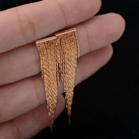 Tassel Earrings Real 18K Original Yellow Gold Jewelry Dangly Luxury Long Earrings