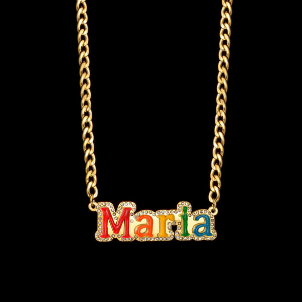 Custom Name Necklaces Personalized Colorful Stainless Steel Rainbow Luxury Fashion Jewelry