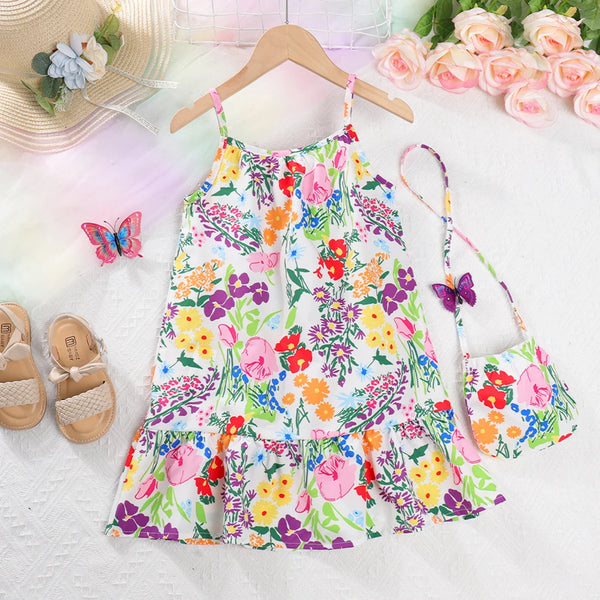 Bear Leader Children's Wear 2023 Summer Girls' Flower Print Sleeveless