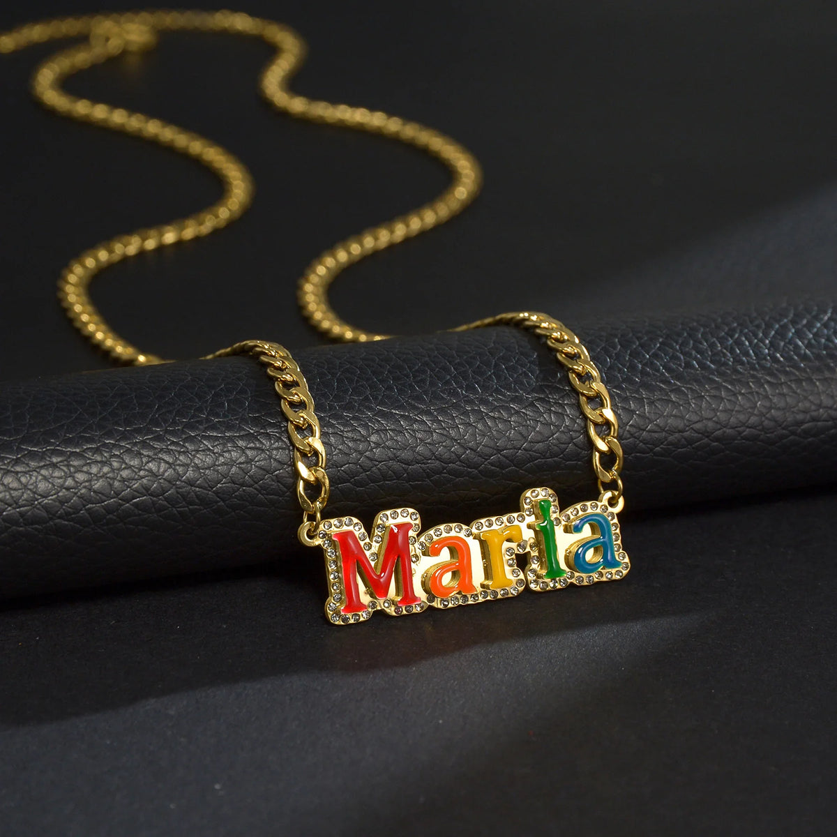 Custom Name Necklaces Personalized Colorful Stainless Steel Rainbow Luxury Fashion Jewelry