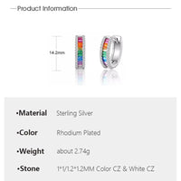 Rainbow Zircon Hoop Earrings 925 Sterling Silver for Women Colorful Hypoallergenic Waterproof Jewelry