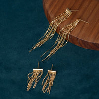 Tassel Earrings Real 18K Original Yellow Gold Jewelry Dangly Luxury Long Earrings