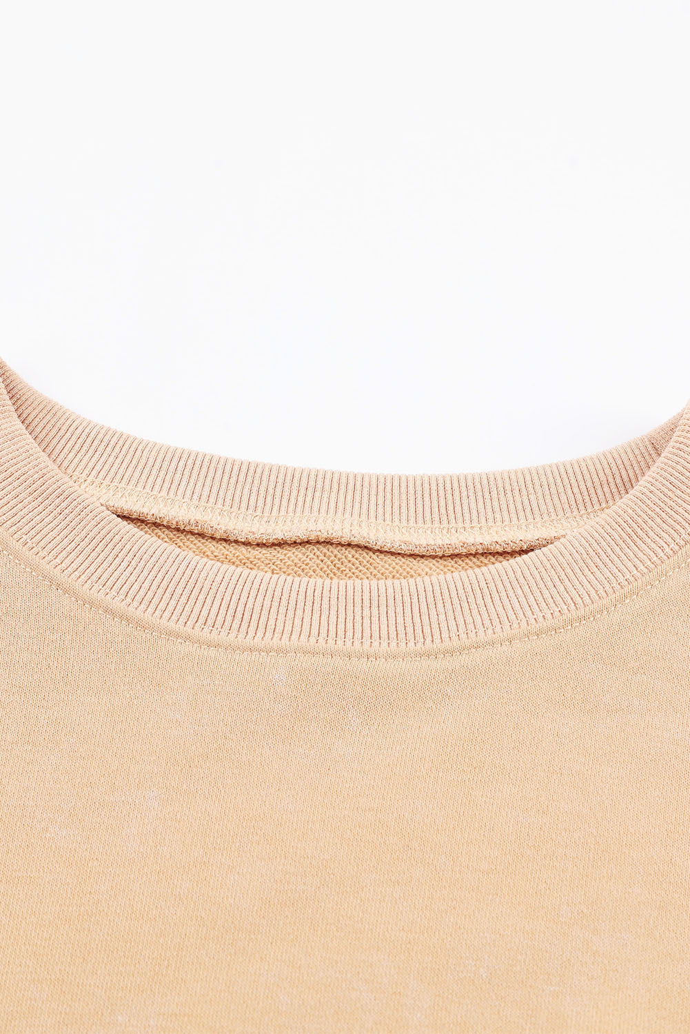 Khaki Drop Shoulder Ribbed Trim Oversized Sweatshirt