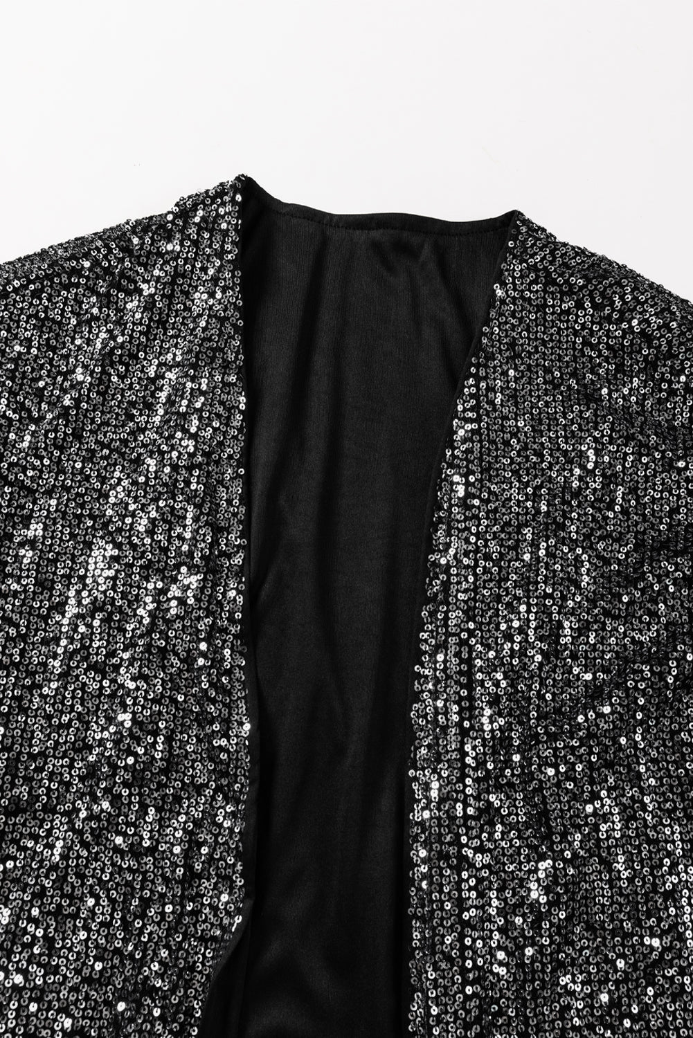 Long Cardigan Silvery Sequin Short Sleeve Kimono Womens Fashion