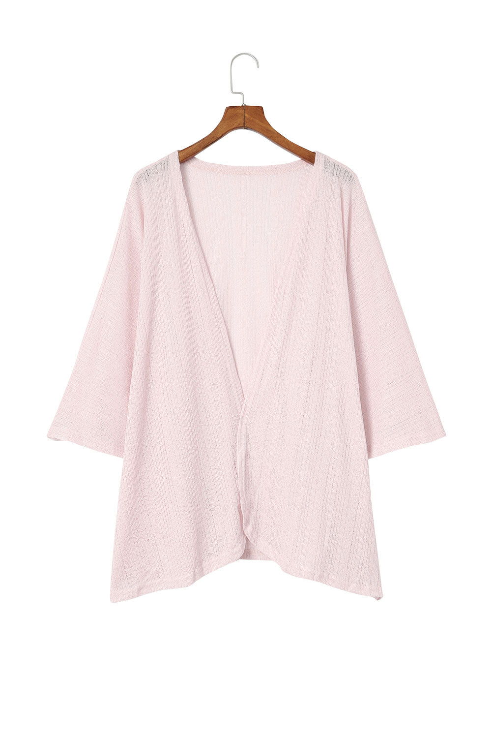 Pink Sheer Open Sweater Lightweight Knit Long Sleeve Cardigan