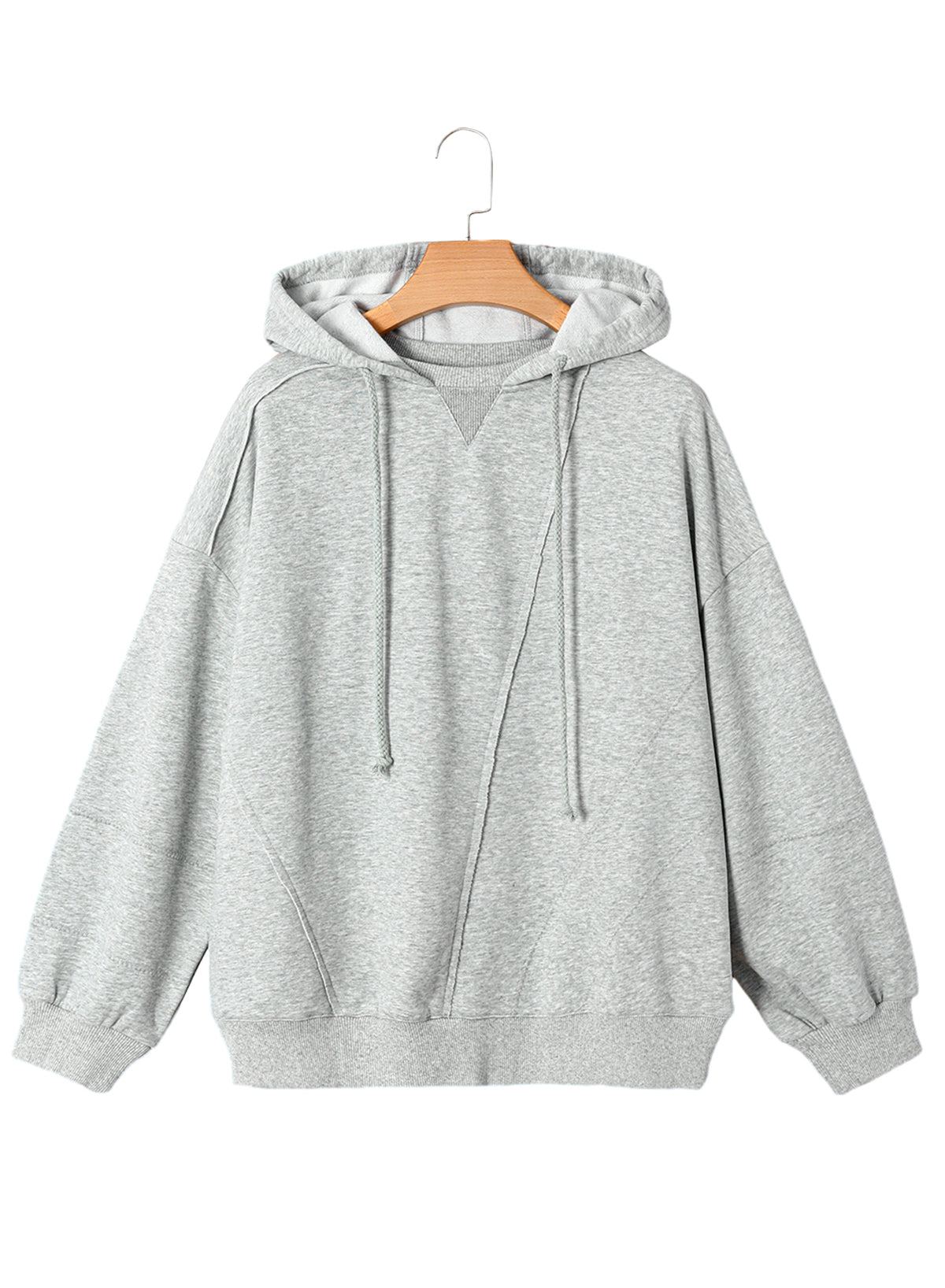 Gray Active Patchwork Detail Warm Winter Sweater Sweatshirt Hoodie