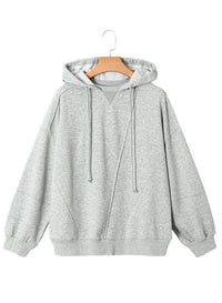 Gray Active Patchwork Detail Warm Winter Sweater Sweatshirt Hoodie