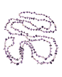 Amethyst and Freshwater Pearls Japanese Silk Cord Long 60" Beaded Wrap Necklace