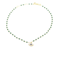 Evil Eye Lucky Bead Anklet 14k Gold Plated .925 Sterling Silver Diamond CZ Dainty Protection Anklets