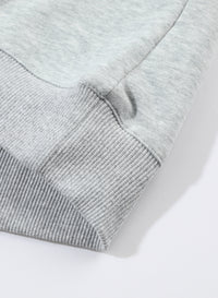 Gray Active Patchwork Detail Warm Winter Sweater Sweatshirt Hoodie