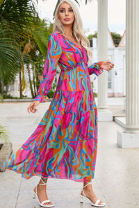 Multicolor Wild Lotus Ruffle Tiered Maxi Dress