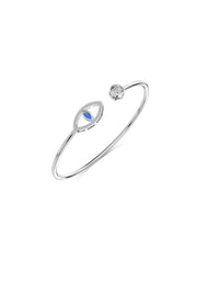 Eye Bracelet Cuff 925 Sterling Silver Cubic Zirconia Good Luck Dainty Jewelry