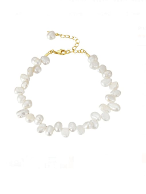 Irregular Pearl Bracelet, .925 Sterling Silver, Irregular Freshwater Pearl Statement Bracelet