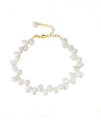 Irregular Pearl Bracelet, .925 Sterling Silver, Irregular Freshwater Pearl Statement Bracelet