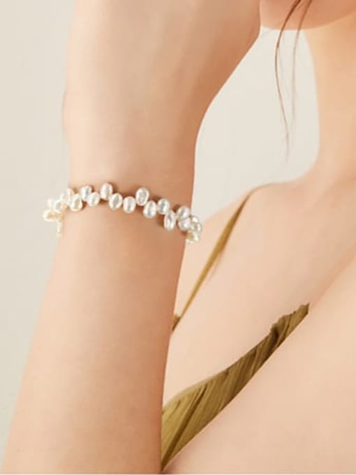 Irregular Pearl Bracelet, .925 Sterling Silver, Irregular Freshwater Pearl Statement Bracelet