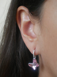 earrings, silver earrings, pink earrings, butterfly earrings  dangling butterfly earrings, fashion jewelry, nickel free earrings, pink jewelry, barbie inspired outfits, pink accessories, birthday gift ideas, earrings, popular jewelry, accessories, earrings that wont tarnish or turn green, kesley boutique, swarovski crystal, jewelry with crystals, pink crystal earrings, earrings for sensitive ears, barbie inspiration jewelry, christmas gifts, fine jewelry, trending on tiktok, fashion accessosires