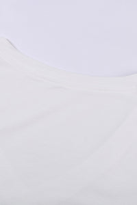 White Plus Size Stripes Stitching Sleeve V Neck T-shirt