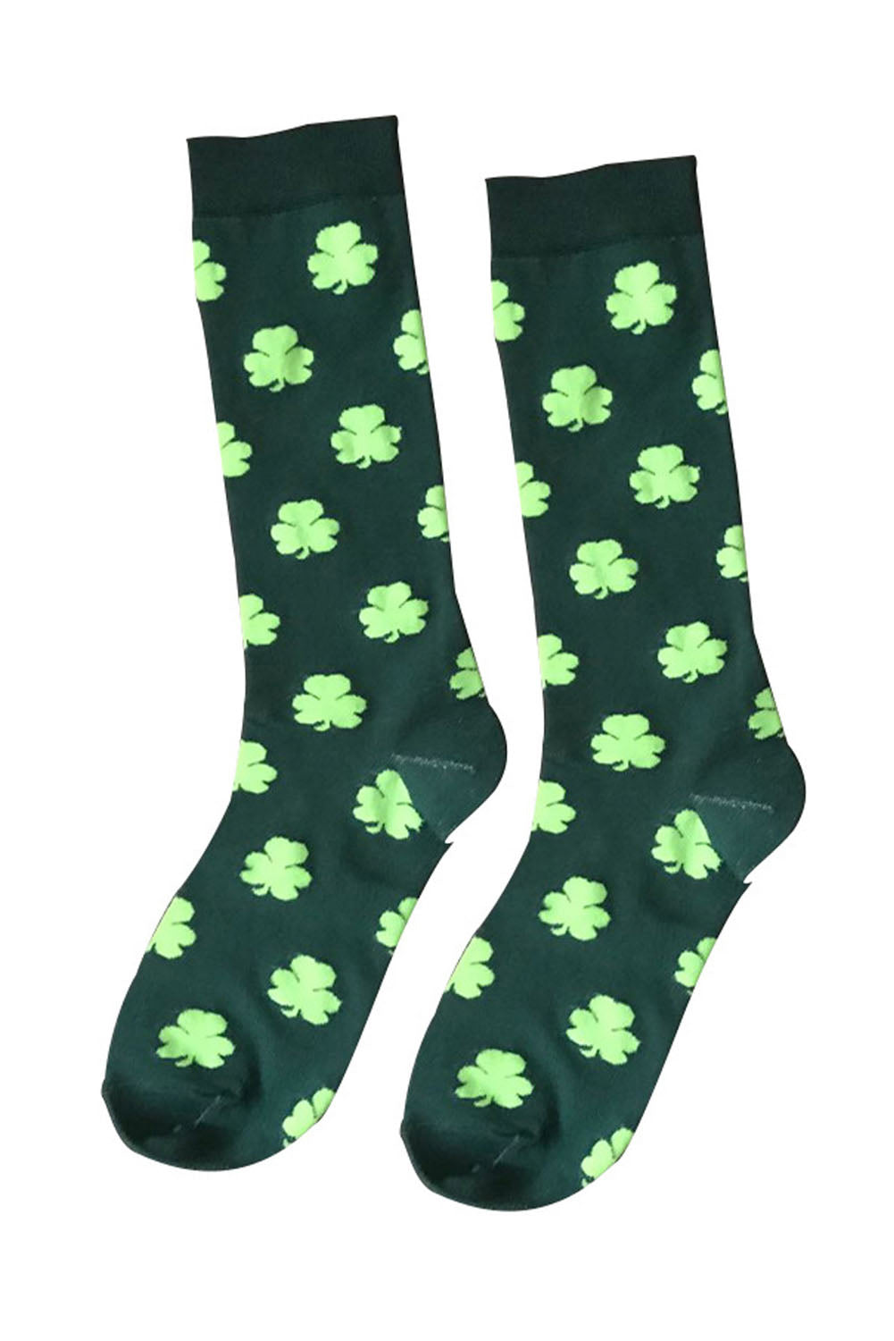 St Patricks Day Socks Dark Green St Patricks Clover Print Tube Socks