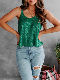 Sequin Scoop Neck Tank