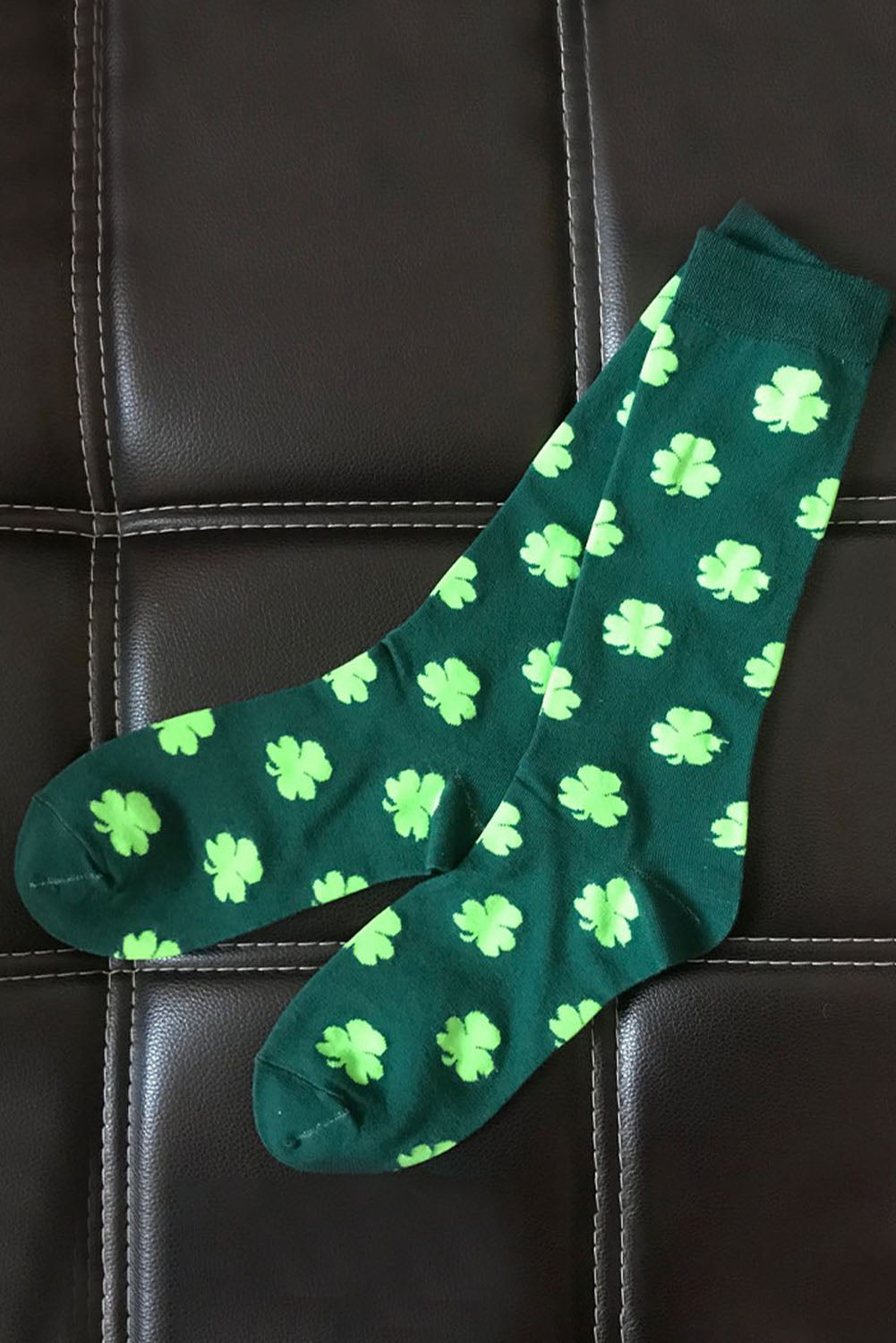 St Patricks Day Socks Dark Green St Patricks Clover Print Tube Socks