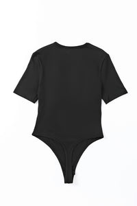 Women's Fashion Bodysuit Black Short Sleeve High Cut Tight Shirts and Tops