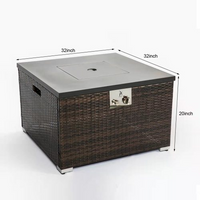 Outdoor Gas Fire Pit Square Dark Brown Wicker Fire Pit Table Outside Outdoor Furniture