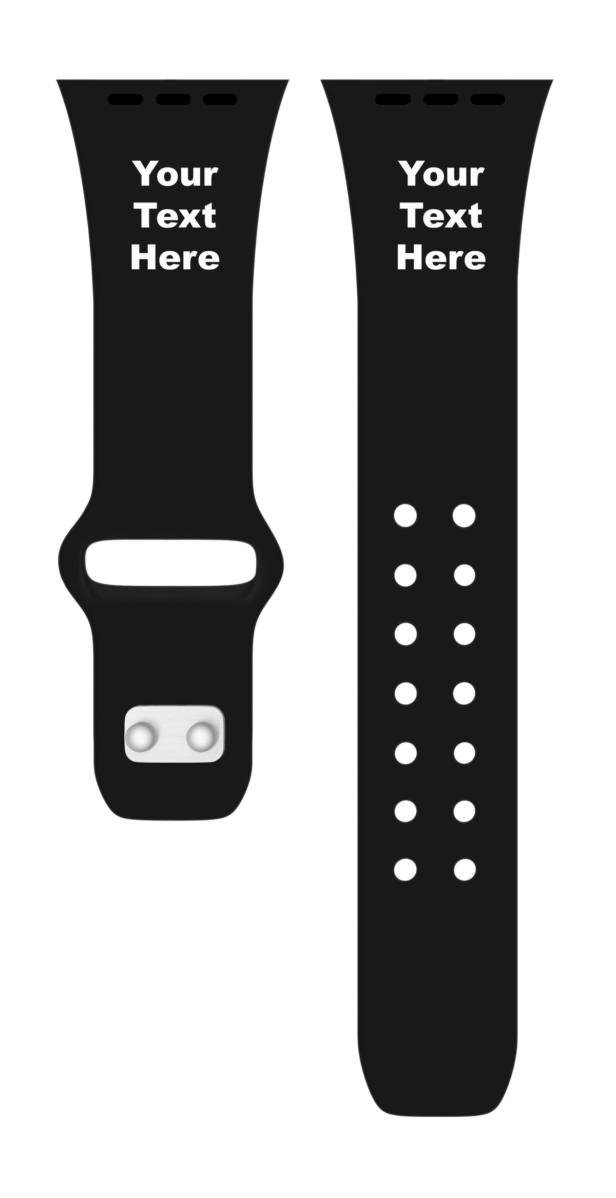 Custom Text HD Black Watch Band Compatible with Apple Watch