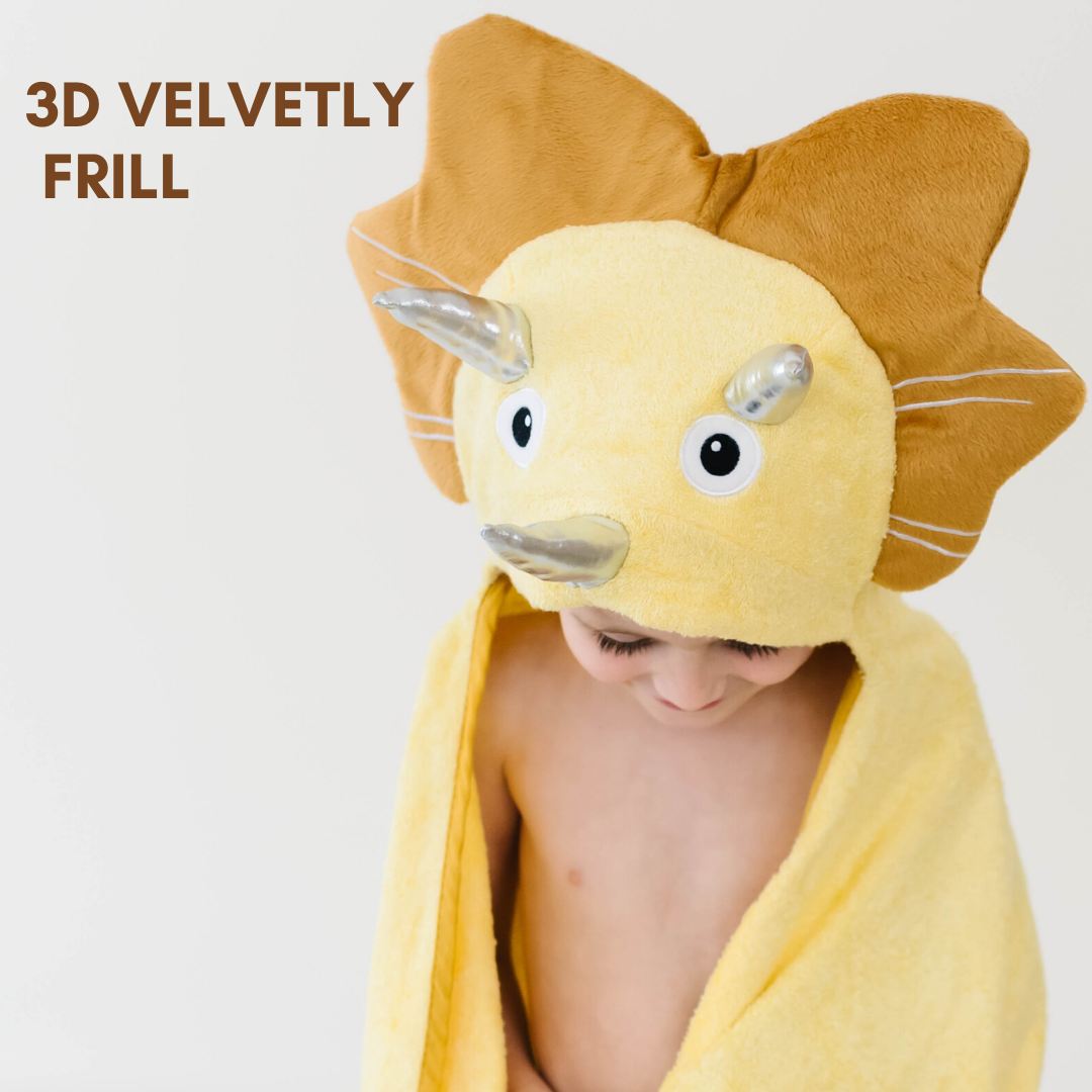 Bamboo Viscose Baby Hooded Towel Yellow Dinosaur, Baby Towel , Towel for Kids