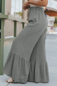 Dark Grey High Waist Ruffled Wide-Leg Pants