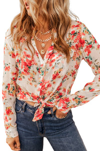 Vibrant Floral Print Chest Pocket Shirt