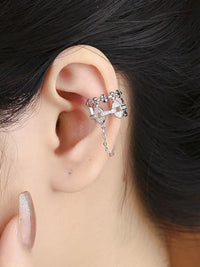 Ear Cuffs, .925 Sterling Silver Chain Statement Luxury Hypoallergenic Tarnish Free Non Pierced Ear Cuffs