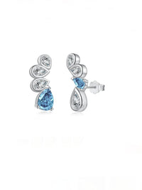 earrings, stud earrings,rhinestone stud earrings, ear crawlers, ear pins, blue topaz earrings, stud earrings, birthstone earrings, cool jewelry , sterling silver jewelry, trending jewelry, statement earrings, birthday gifts, anniversary gifts