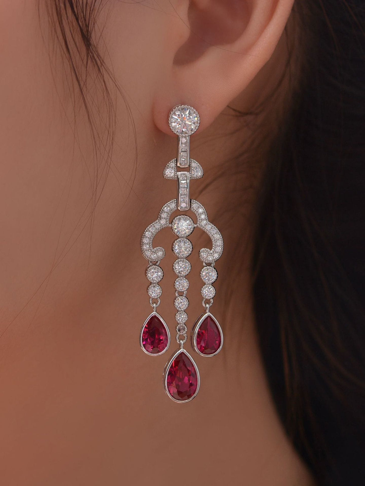 earrings, chandelier earrings, wedding jewelry, formal jewelry, big earrings, dangly earrings, prom jewelry, fine jewelry, cheap fine jewelry, nickel free jewelry, pink sapphire earrings, big dangle diamond earrings,  statement earrings, elegant earring,  designer jewelry, Kesley Boutique, good quality jewelry, luxury earrings, dangle earrings 