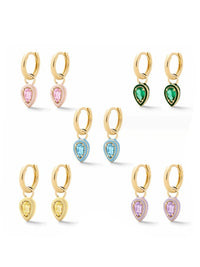 Waterdrop Enamel Huggie Hoop Earrings, 18K Gold Plated. 925 Sterling Silver Colorful Zircon Charm Earrings