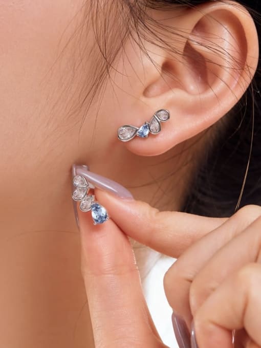 earrings, stud earrings,rhinestone stud earrings, ear crawlers, ear pins, blue topaz earrings, stud earrings, birthstone earrings, cool jewelry , sterling silver jewelry, trending jewelry, statement earrings, birthday gifts, anniversary gifts, cute earrings, dainty earrings, new earring styles