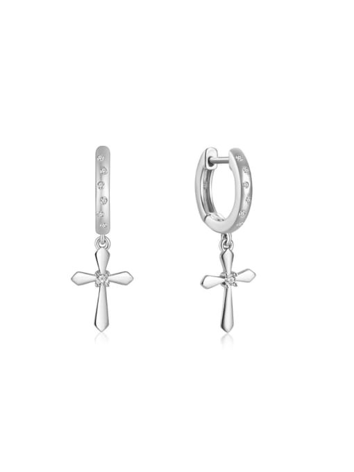 Cross Hoop Earrings 925 Sterling Silver 18K Gold Vermeil Dangley Cross Zircon Hypoallergenic Huggie Hoop Earrings