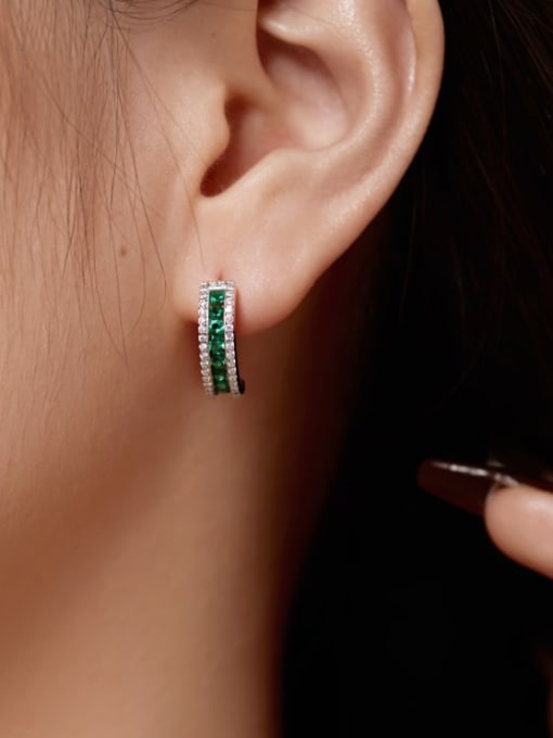 earrings, silver earrings, emerald earrings, silver and green earrings, accessories, womens accessories, nice earrings, green rhinestone earrings, nickel free jewelry, fashion jewelry, hoop earrings, silver hoop earrings, silver earrings with rhinestones, earrings for sensitive ears, birthday gifts, valentines gifts, anniversary gifts