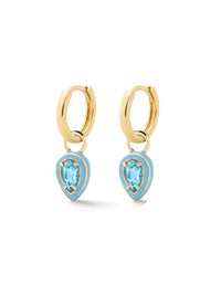 Waterdrop Enamel Huggie Hoop Earrings, 18K Gold Plated. 925 Sterling Silver Colorful Zircon Charm Earrings