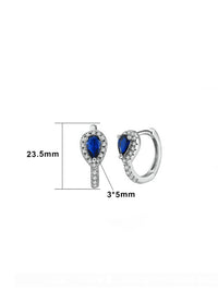 Pear Sapphire Hoop Earrings 925 Sterling Silver Cubic Zircinia Hypoallergenic Luxury Womens Jewelry